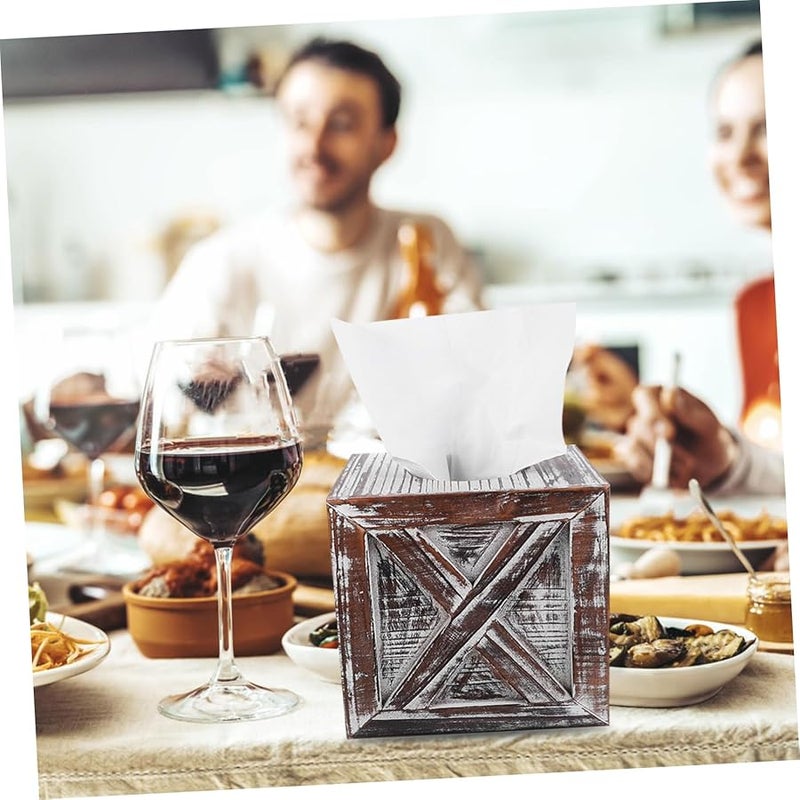 غطية علبة مناديل خشبية عتيقة حامل للمناديل لتزيين المنزل والمكتب والمطعم - Image 5